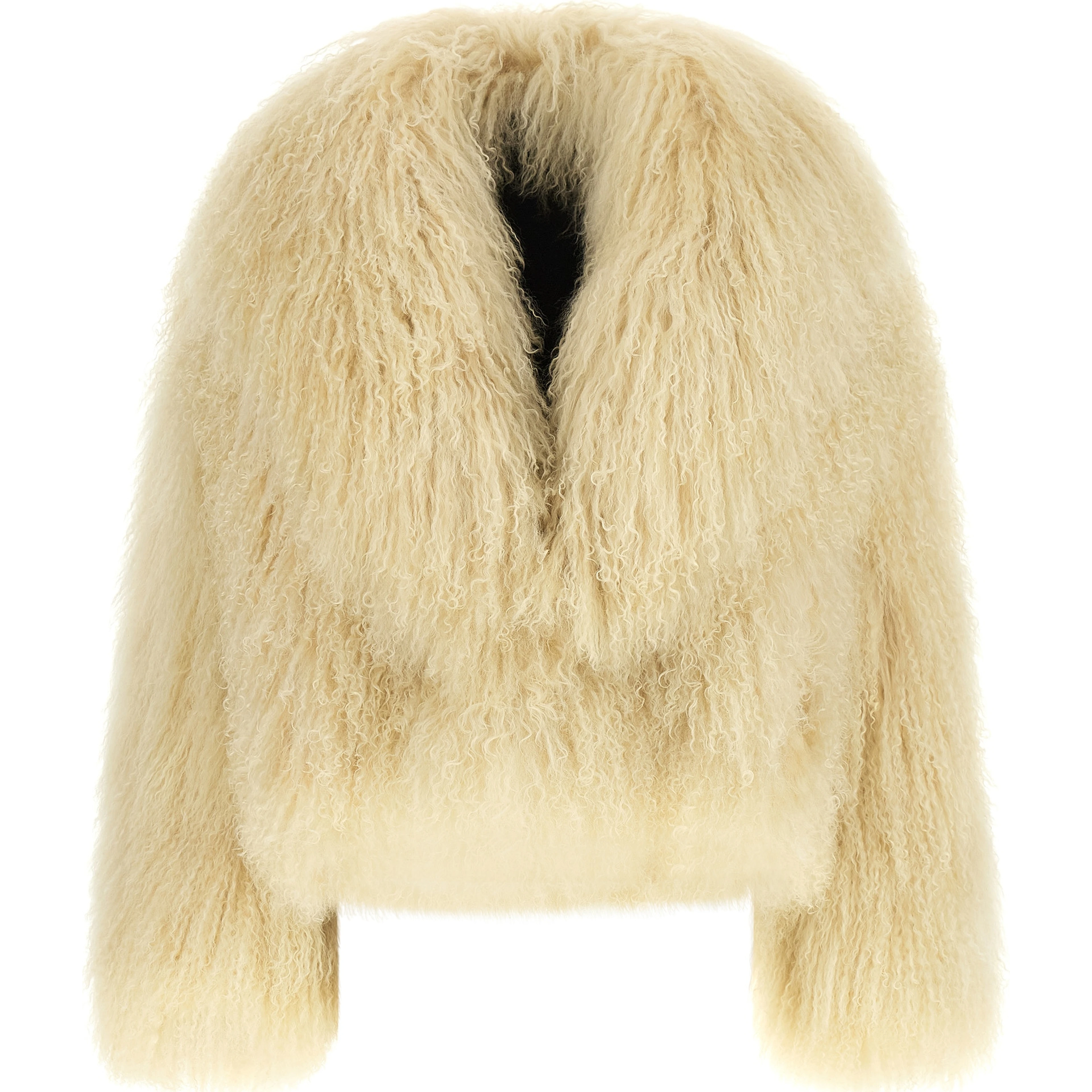 Beige Cashmere Biker Jacket