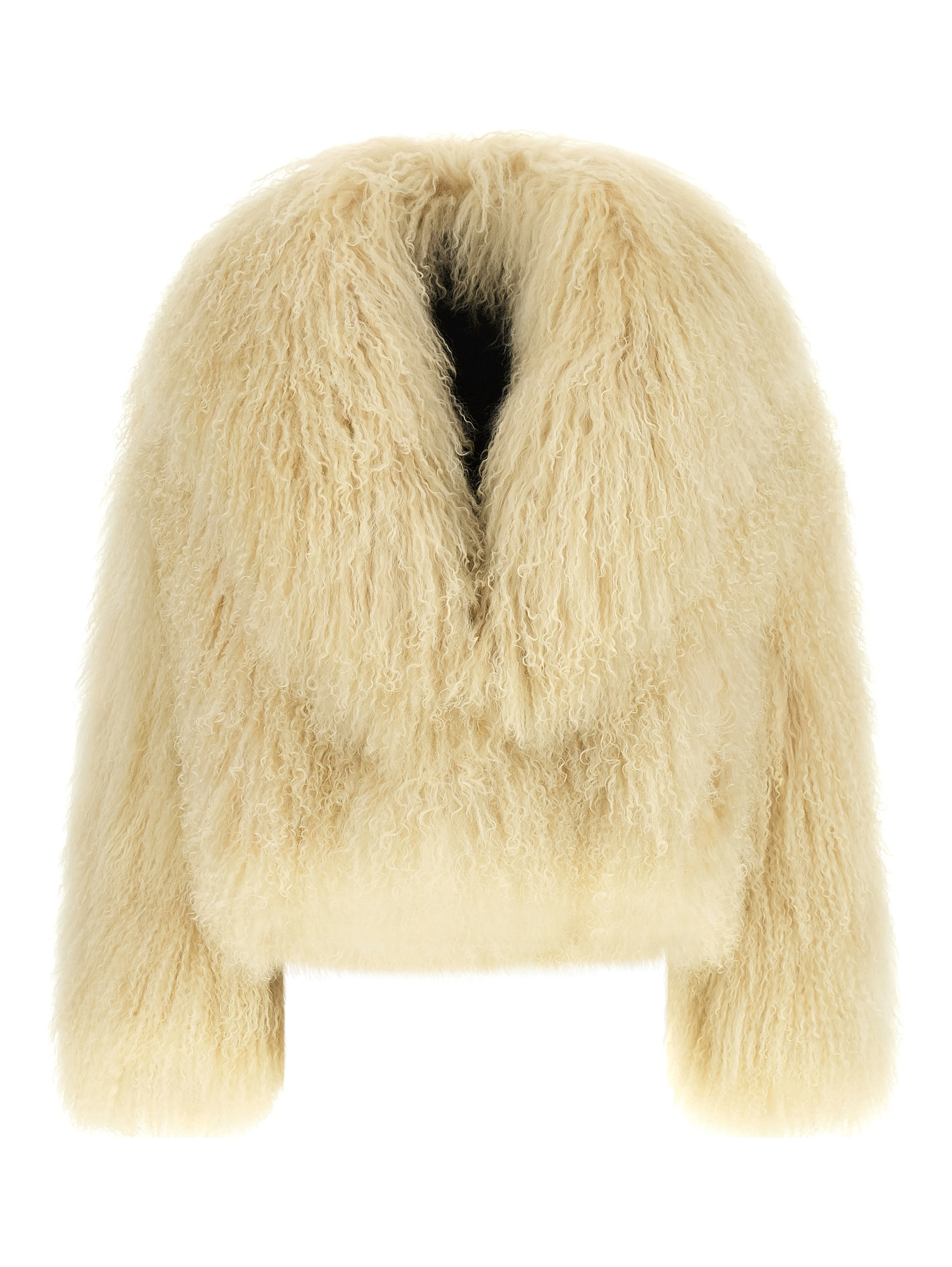 Beige Cashmere Biker Jacket