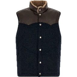 Blue Wool Sleeveless Jacket