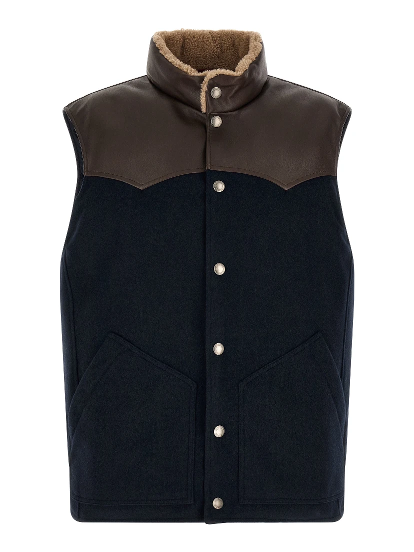 Blue Wool Sleeveless Jacket