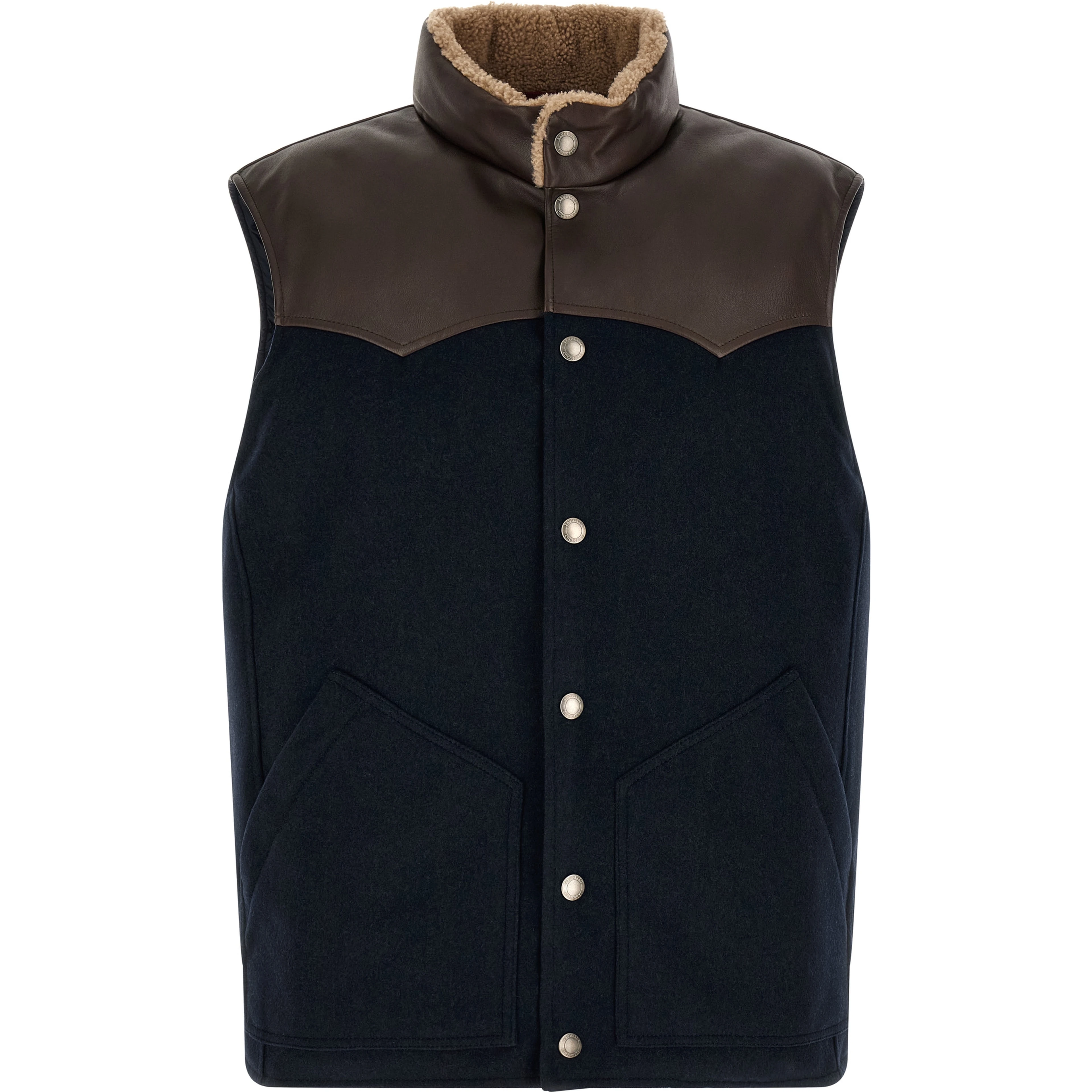 Blue Wool Sleeveless Jacket