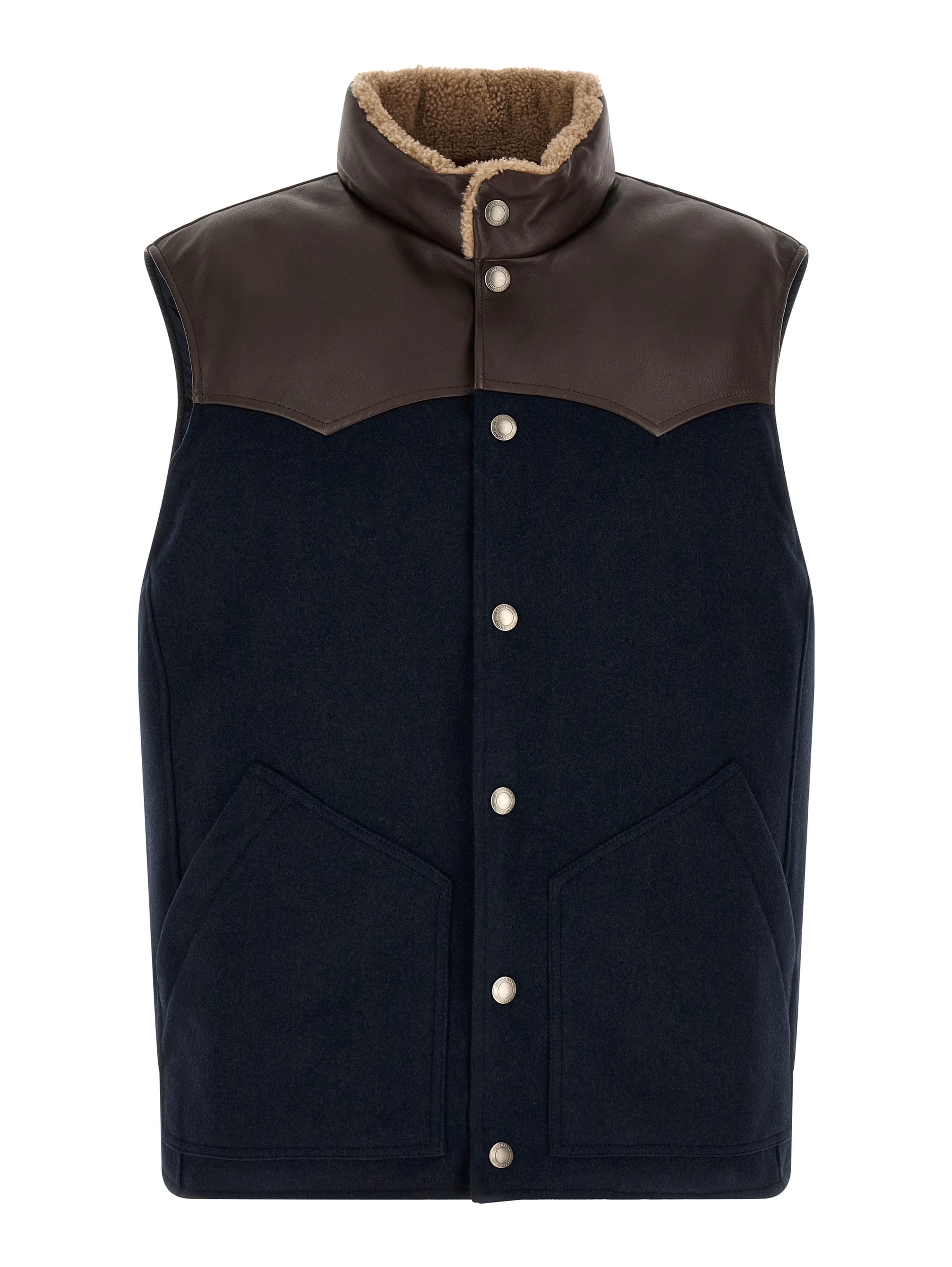 Blue Wool Sleeveless Jacket