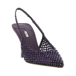 Purple Polyester High Heel Pumps
