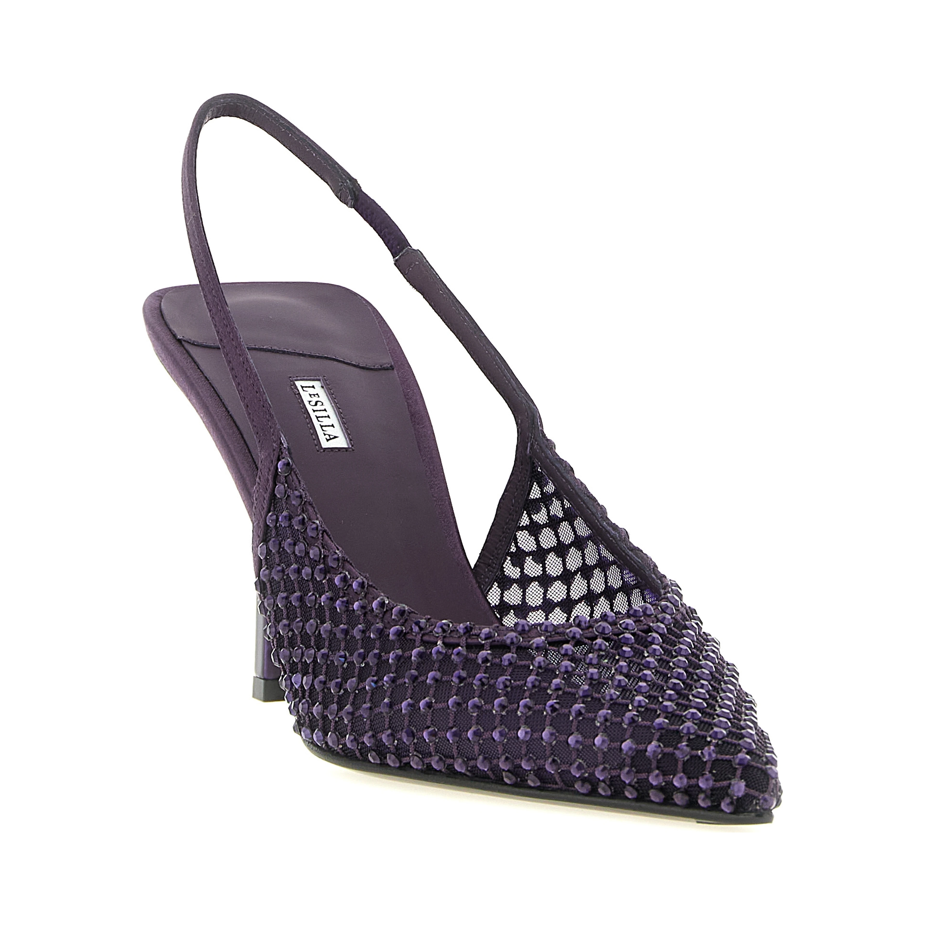 Purple Polyester High Heel Pumps
