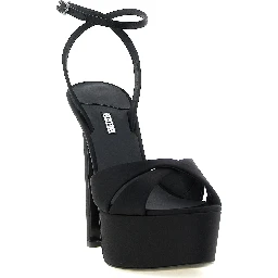 Black Viscose Stiletto Heel Sandals