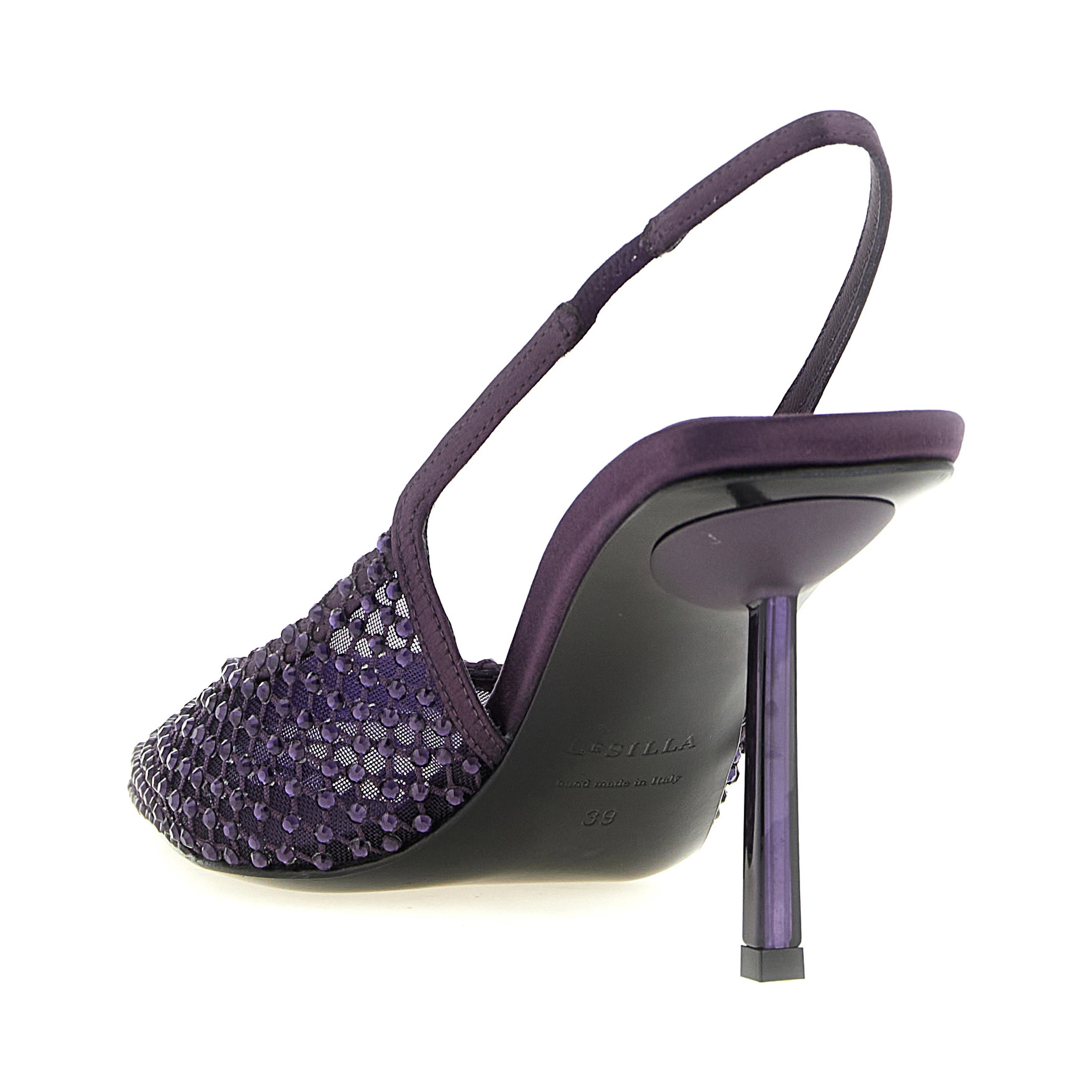 Purple Polyester High Heel Pumps
