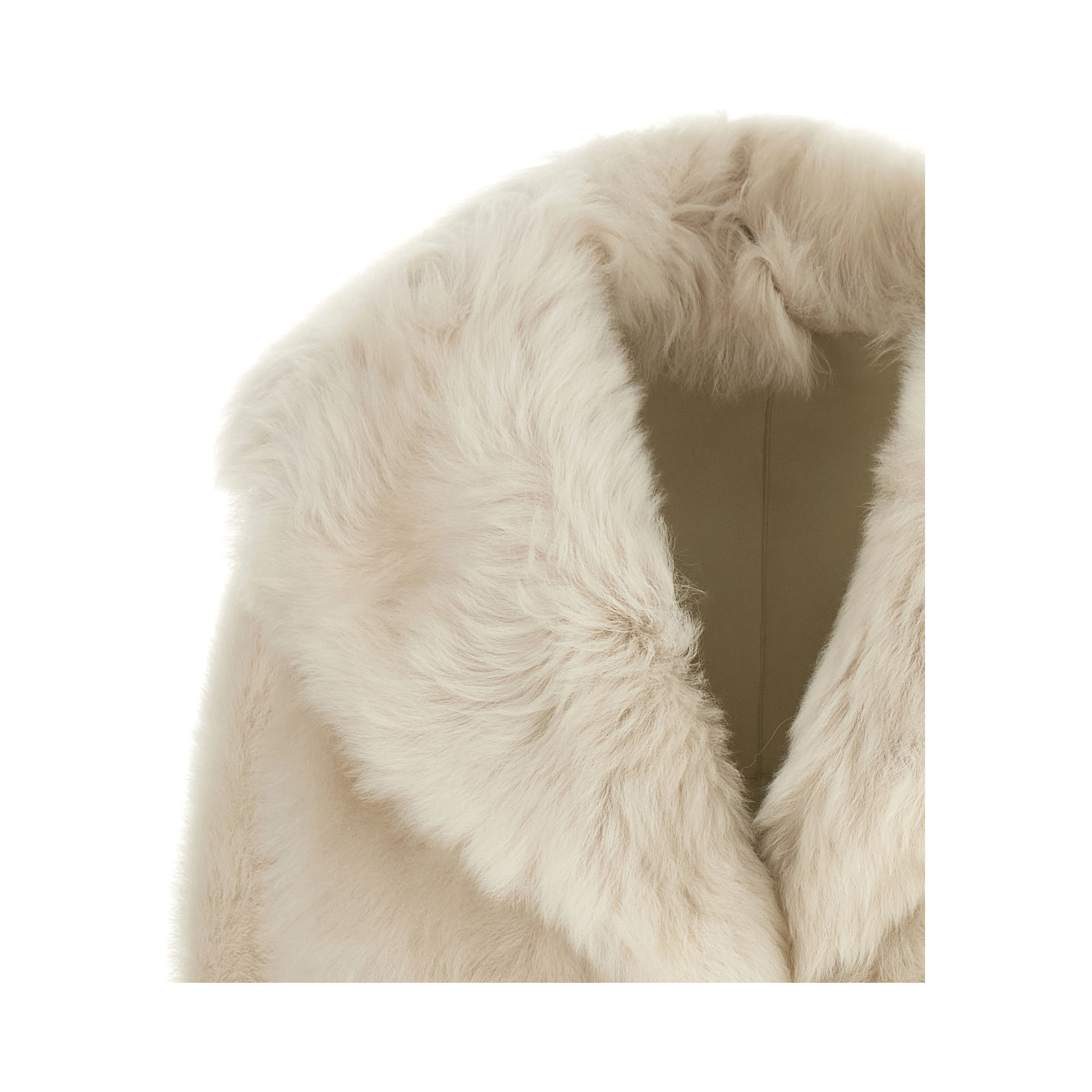 White Lamb Fur Full-Length Jacket