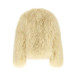 Beige Cashmere Biker Jacket