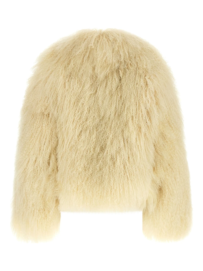 Beige Cashmere Biker Jacket