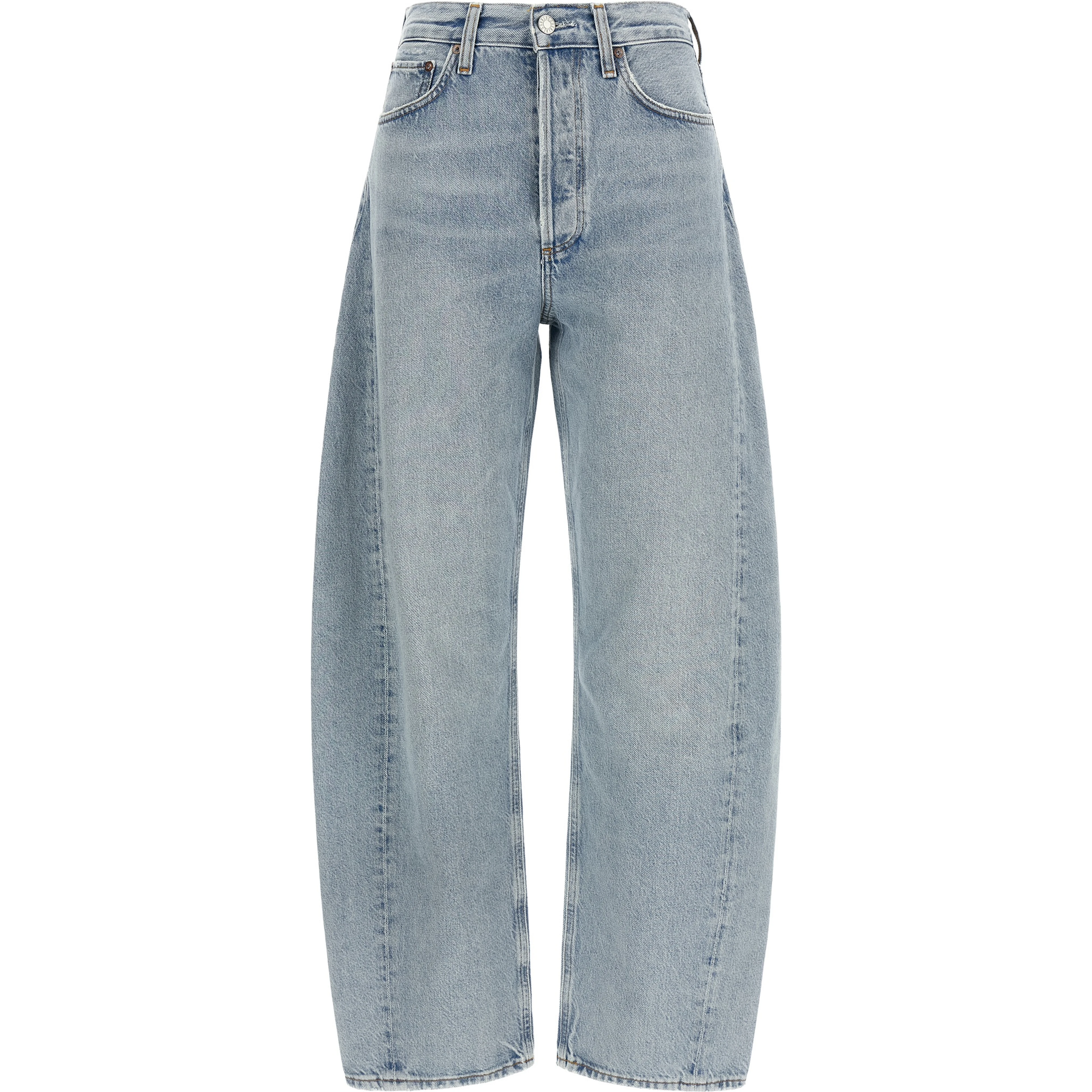 Blue Cotton High-Waisted Jean