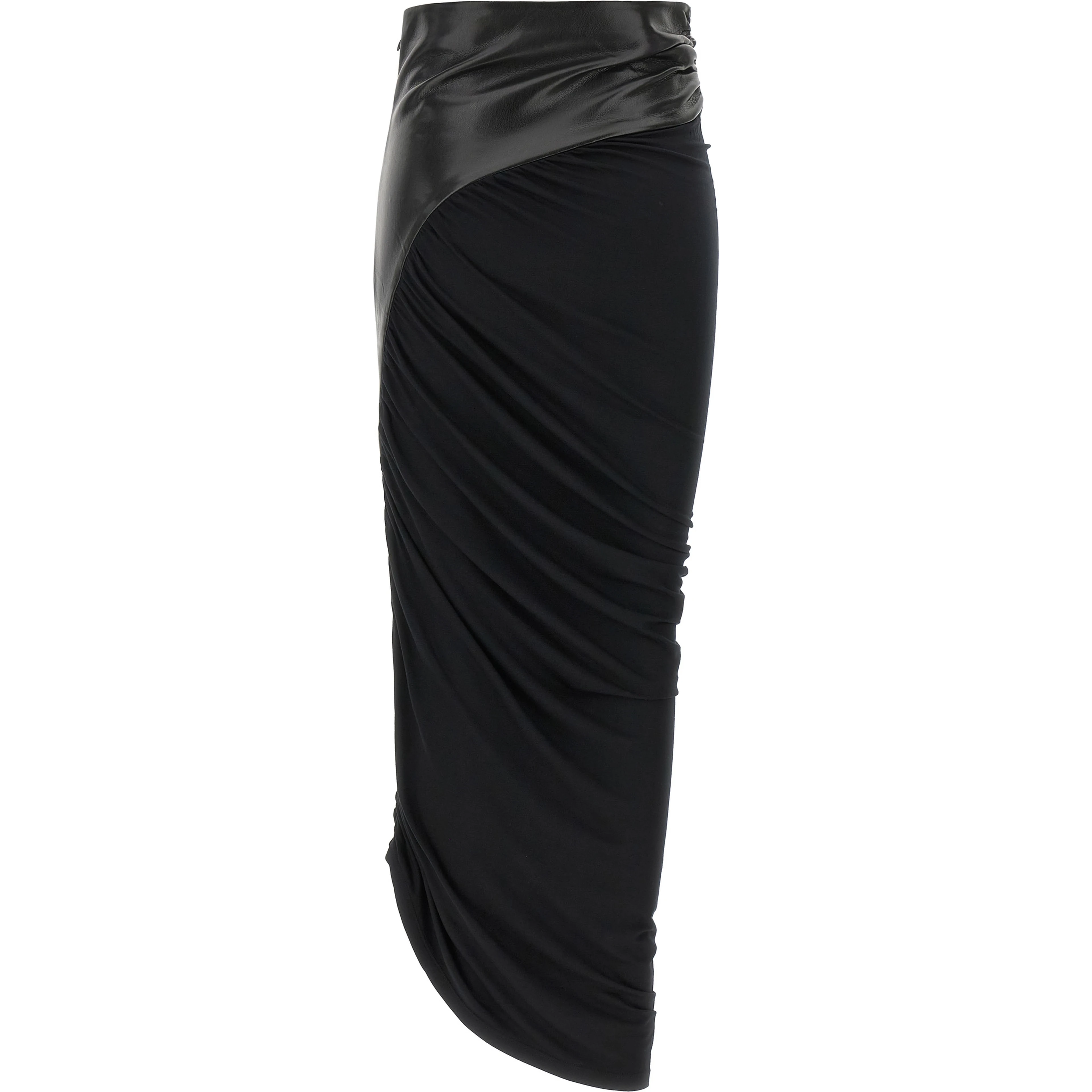 Black Viscose Midi Skirt