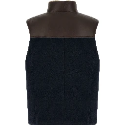 Blue Wool Sleeveless Jacket