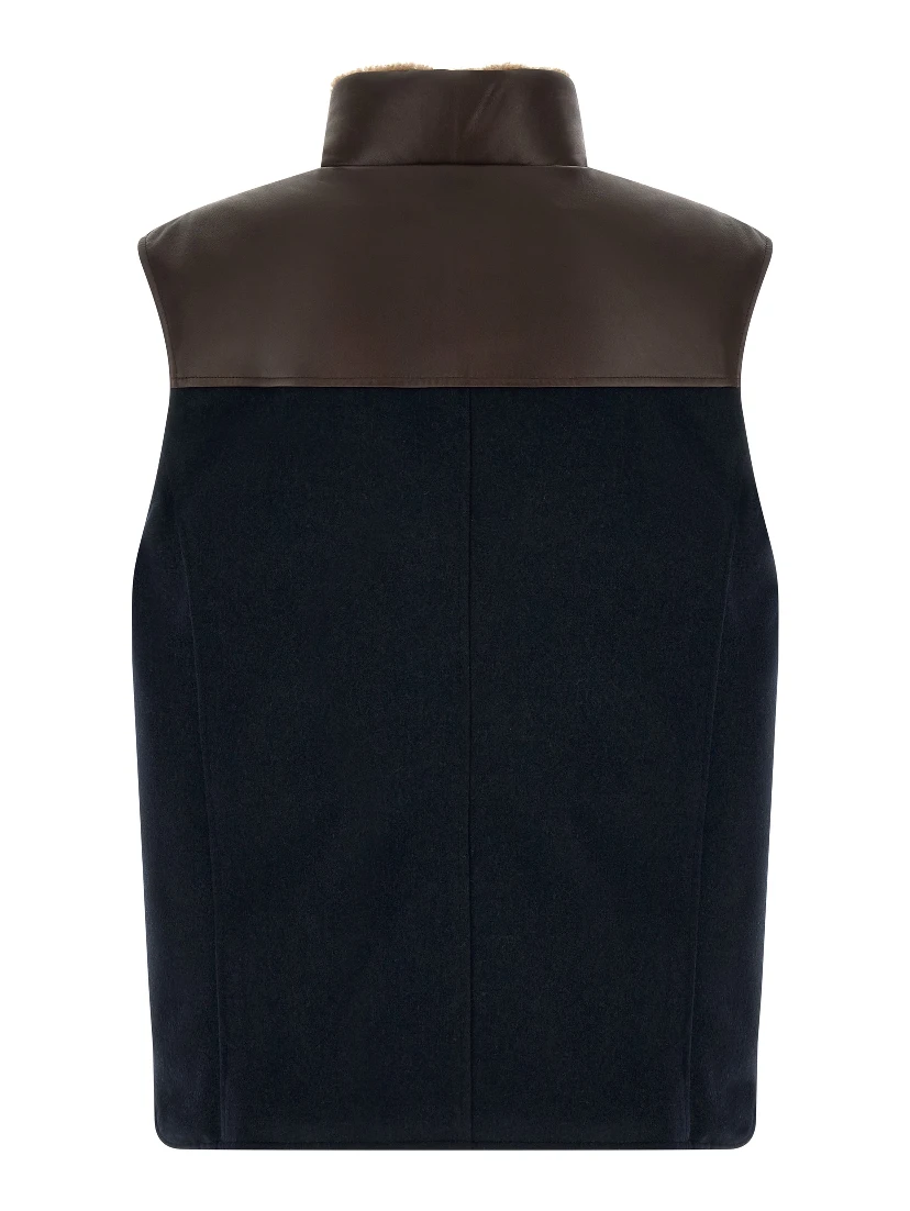 Blue Wool Sleeveless Jacket