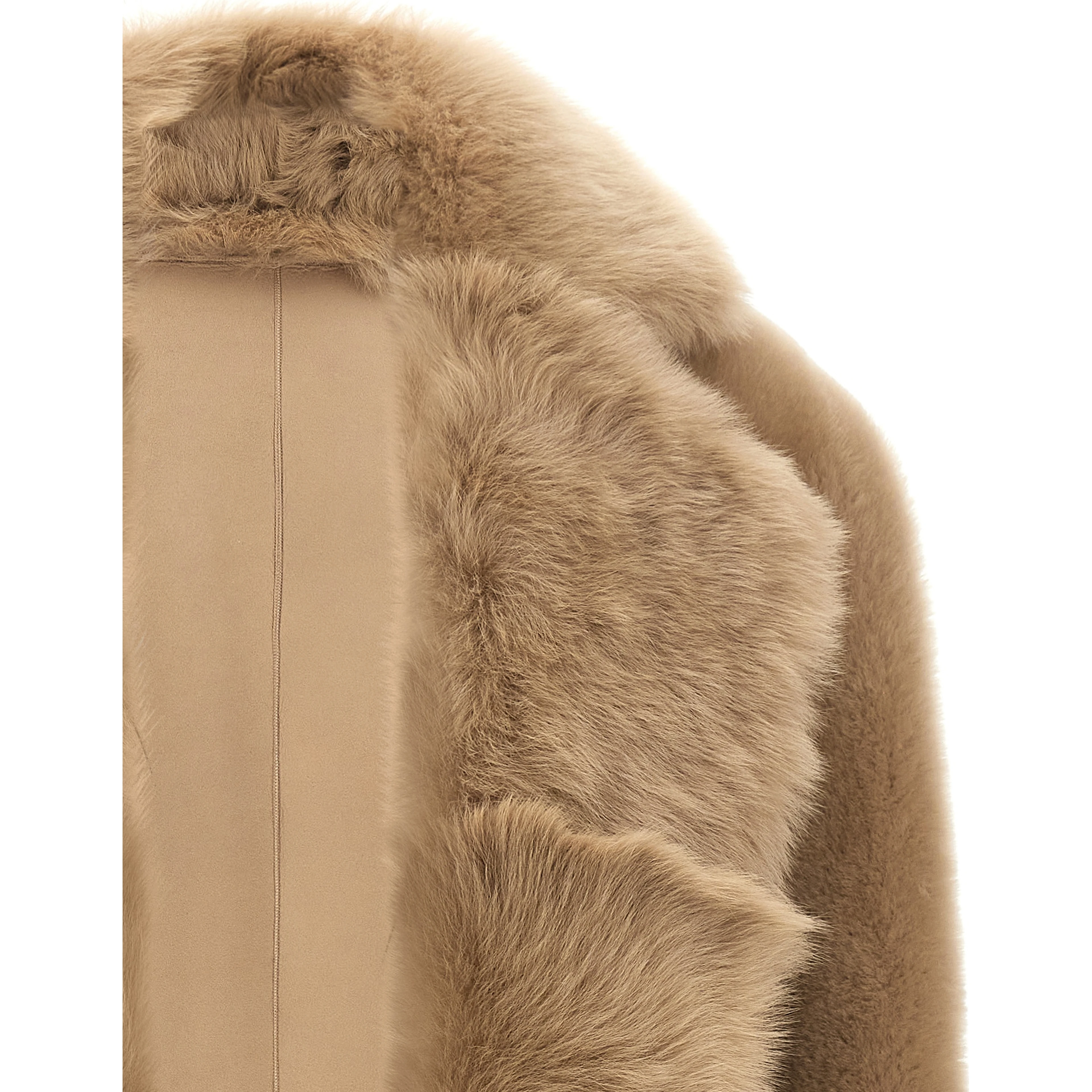 Beige Lamb Fur Sleeveless Jacket