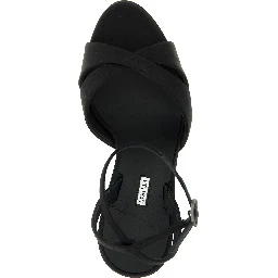 Black Viscose Stiletto Heel Sandals