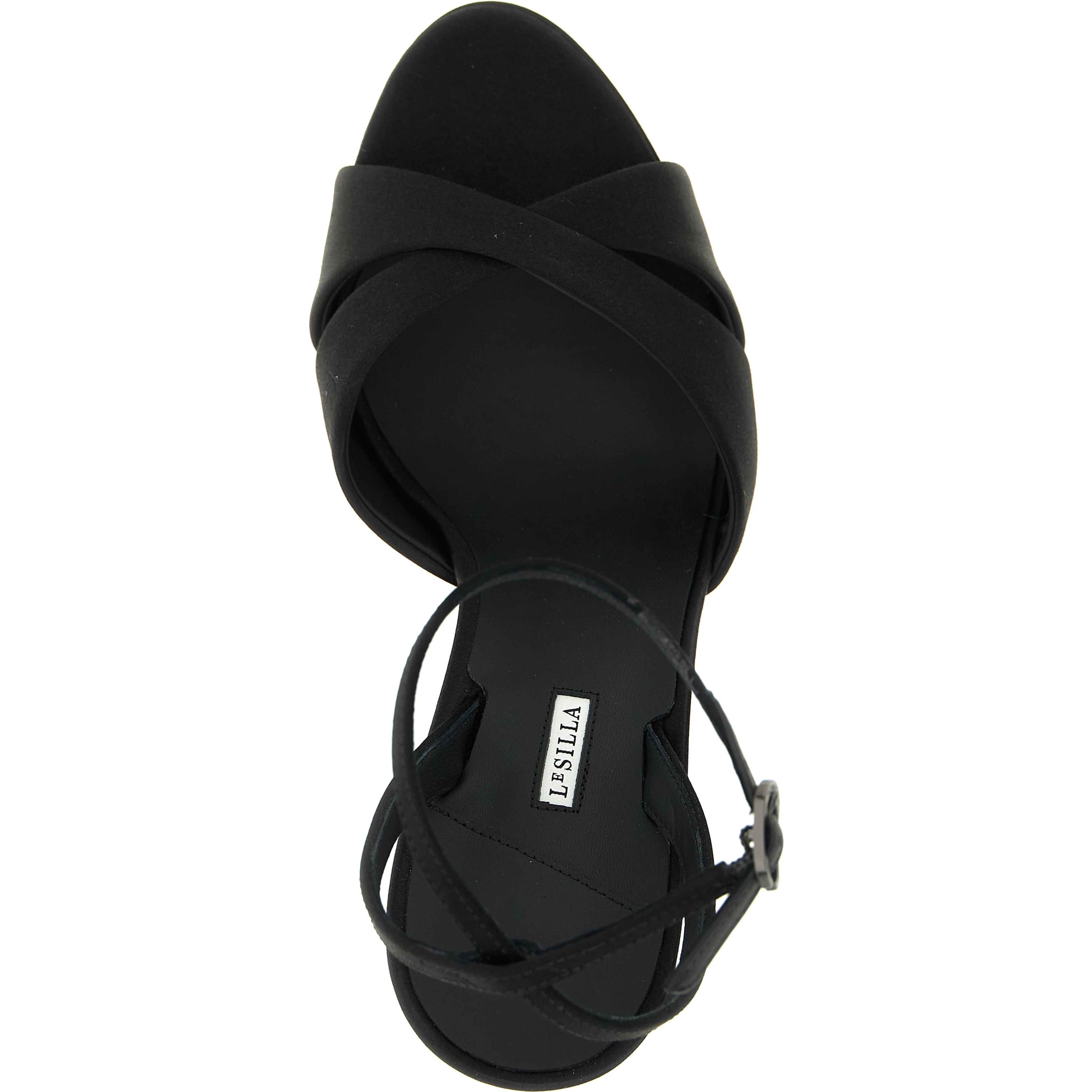 Black Viscose Stiletto Heel Sandals