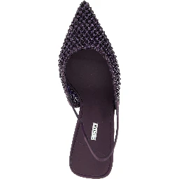 Purple Polyester High Heel Pumps