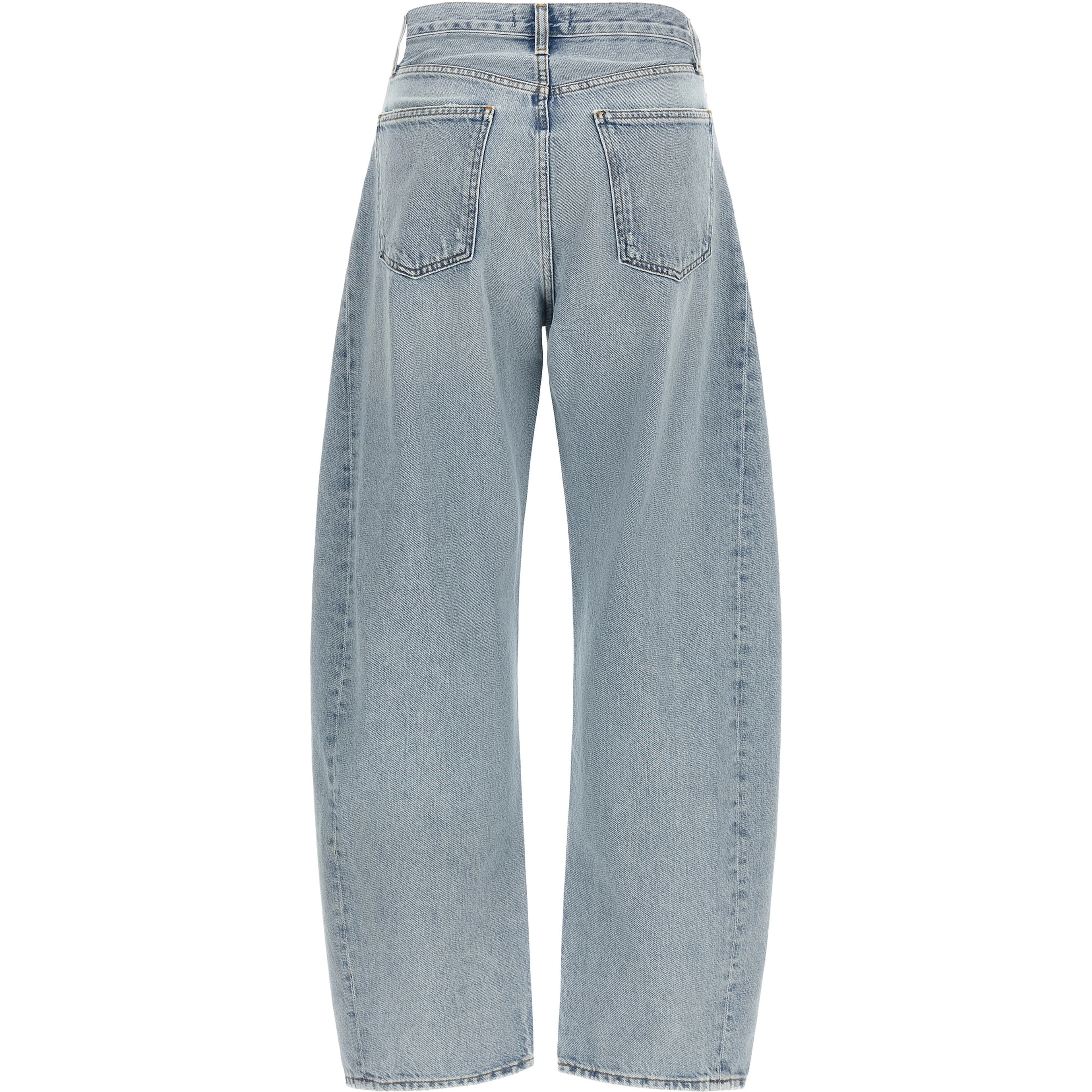 Blue Cotton High-Waisted Jean