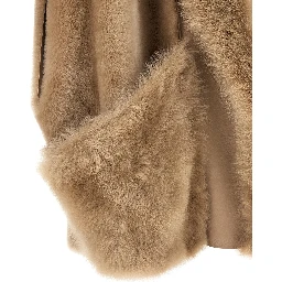 Beige Lamb Fur Sleeveless Jacket