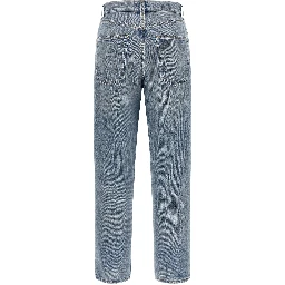 Blue Cotton Straight-Leg Jeans