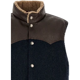 Blue Wool Sleeveless Jacket