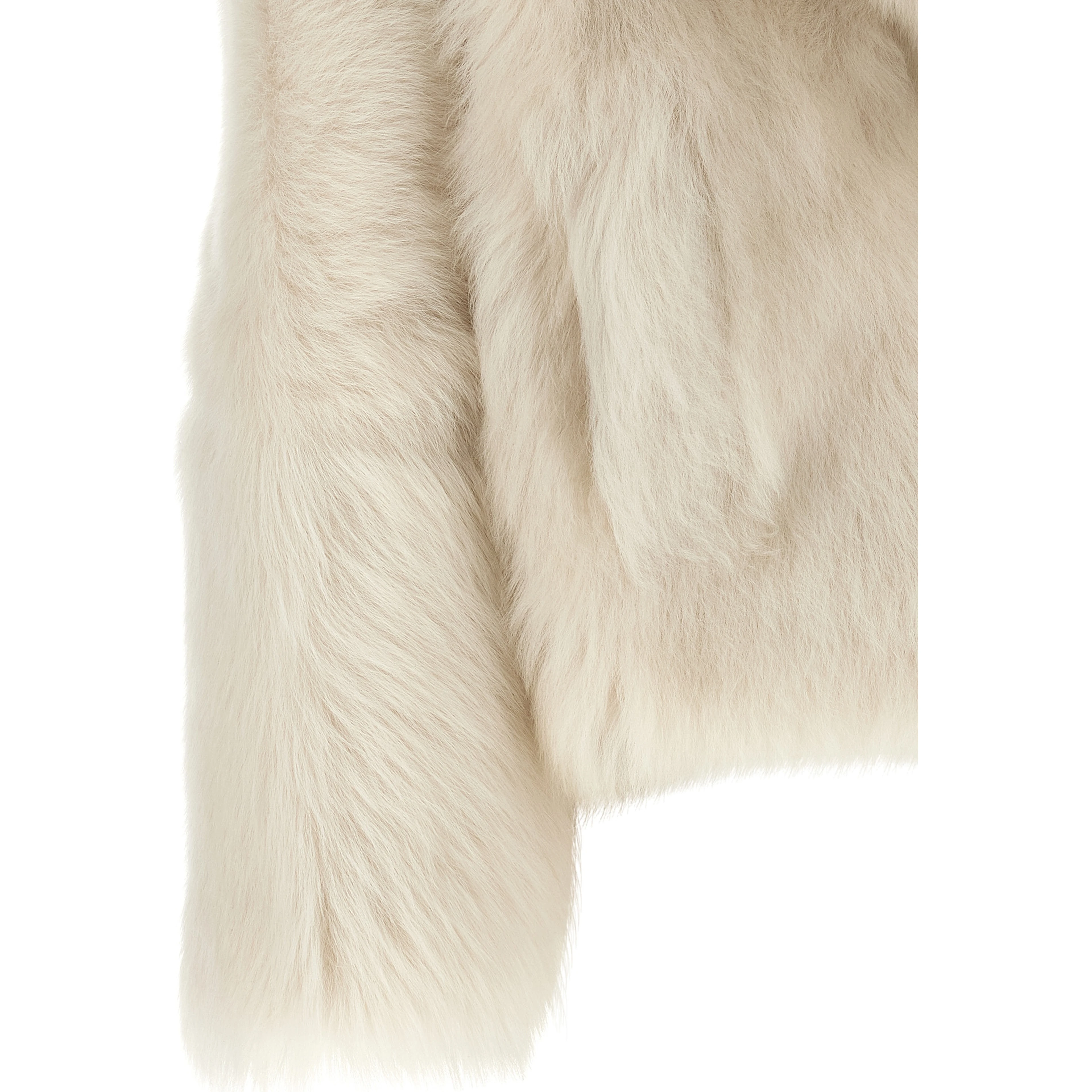 White Lamb Fur Full-Length Jacket