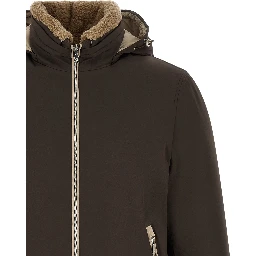 Brown Polyamide Full-Length Jacket