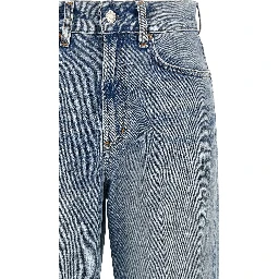 Blue Cotton Straight-Leg Jeans