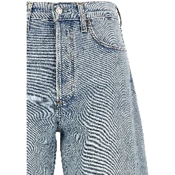 Blue Cotton High-Waisted Jean
