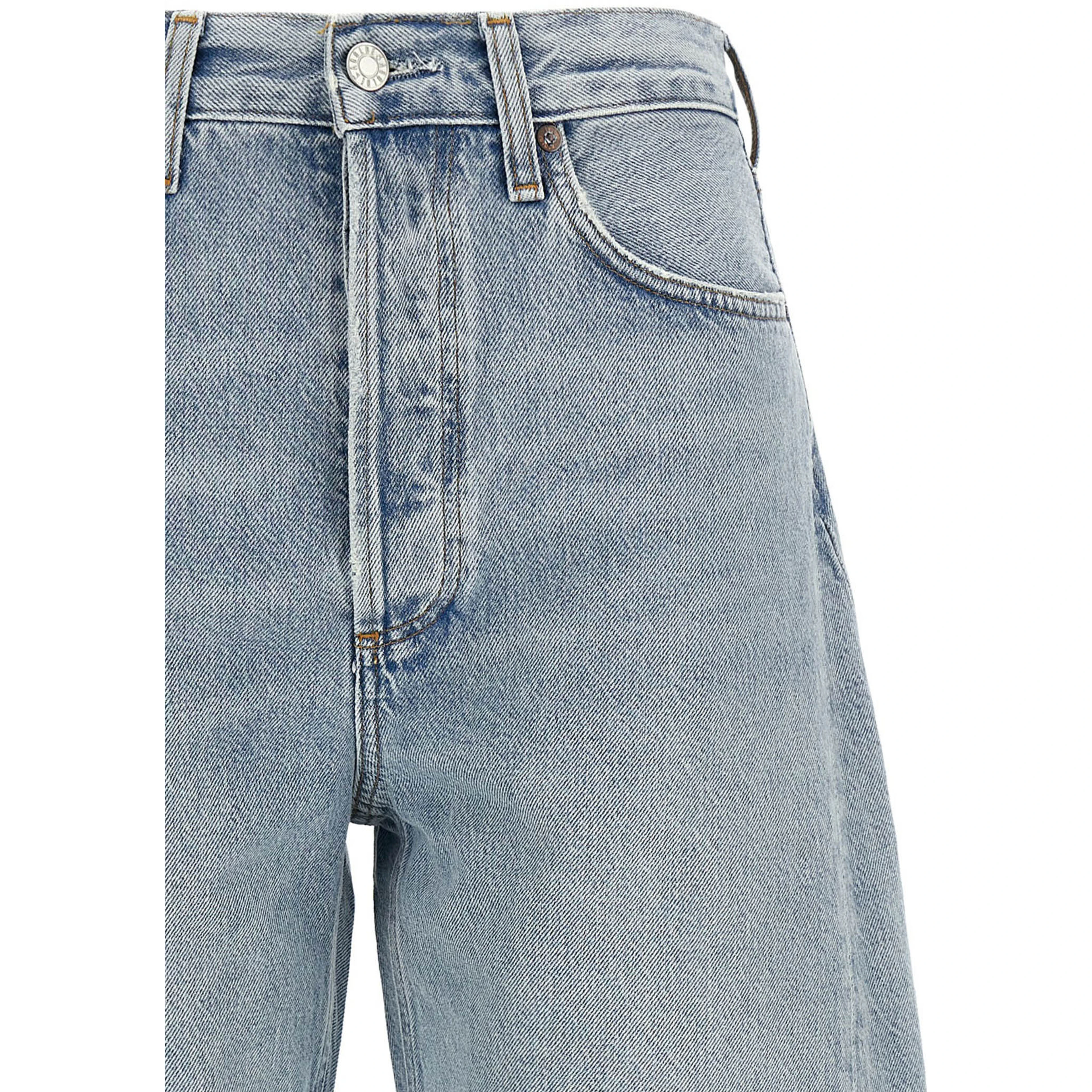 Blue Cotton High-Waisted Jean