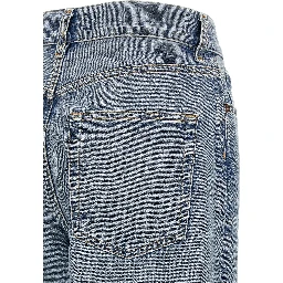 Blue Cotton Straight-Leg Jeans