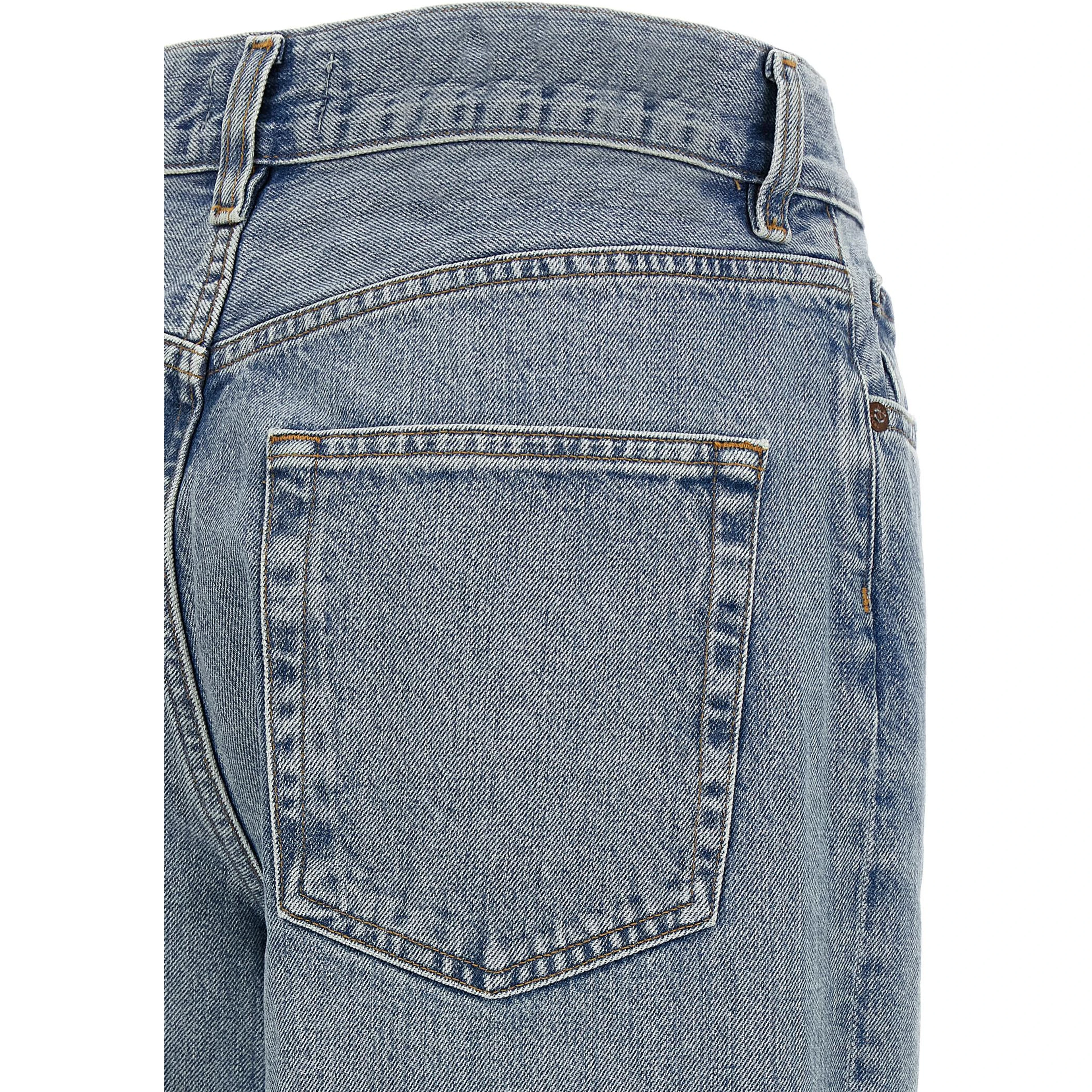 Blue Cotton Straight-Leg Jeans