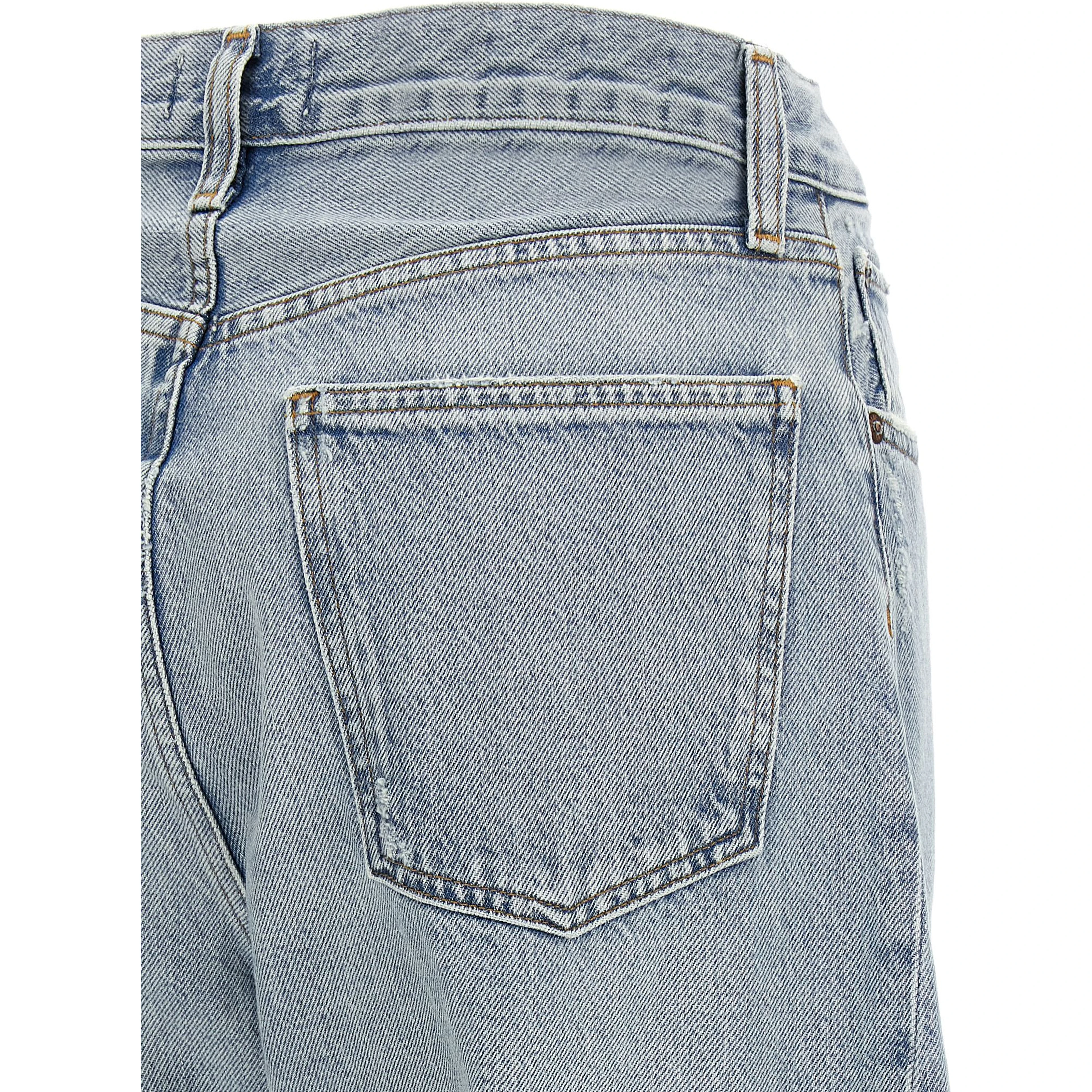 Blue Cotton High-Waisted Jean