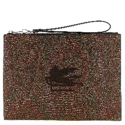 Brown Cotton Clutch Bag