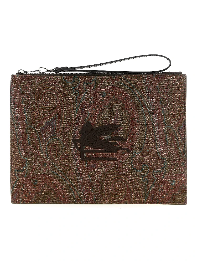 Brown Cotton Clutch Bag