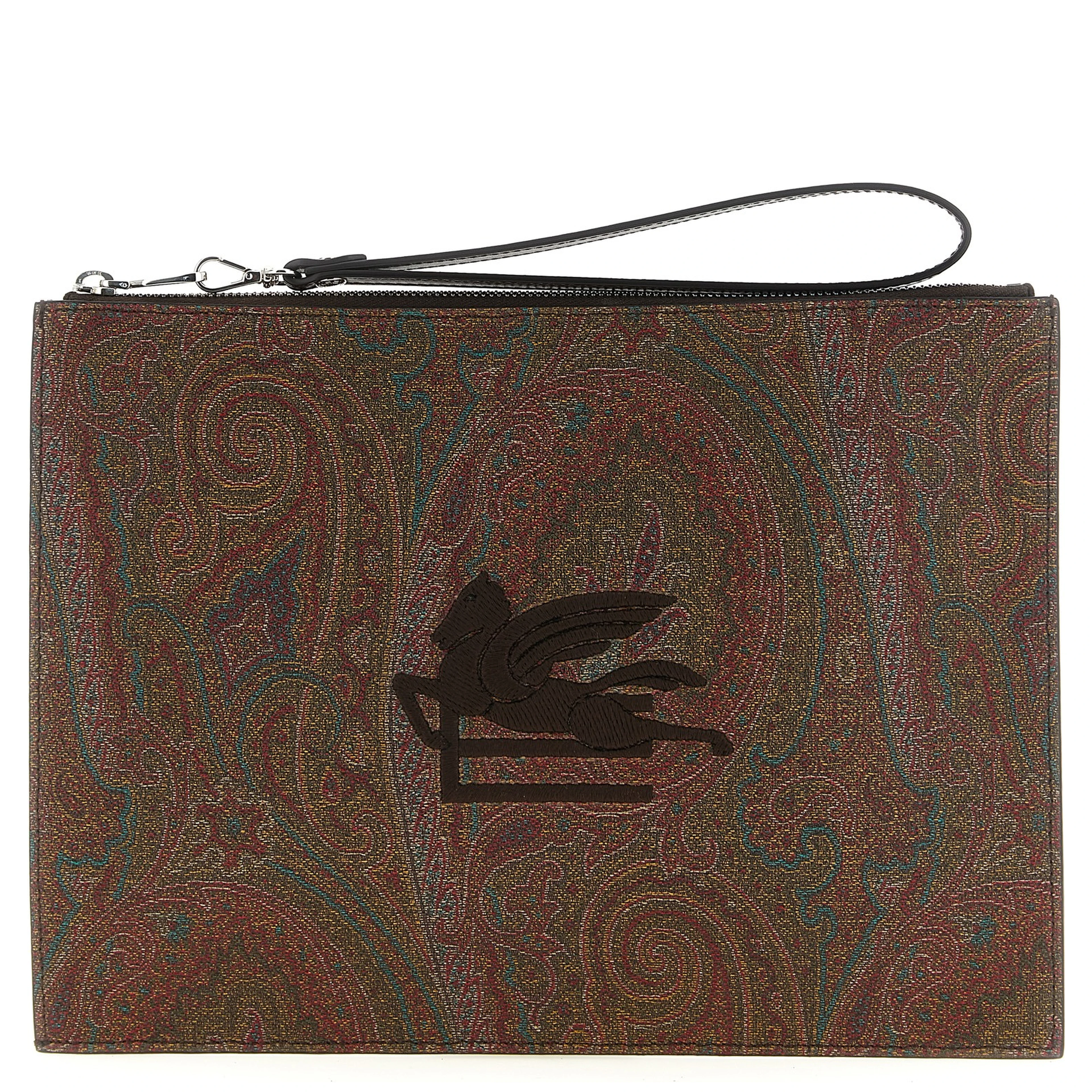 Brown Cotton Clutch Bag