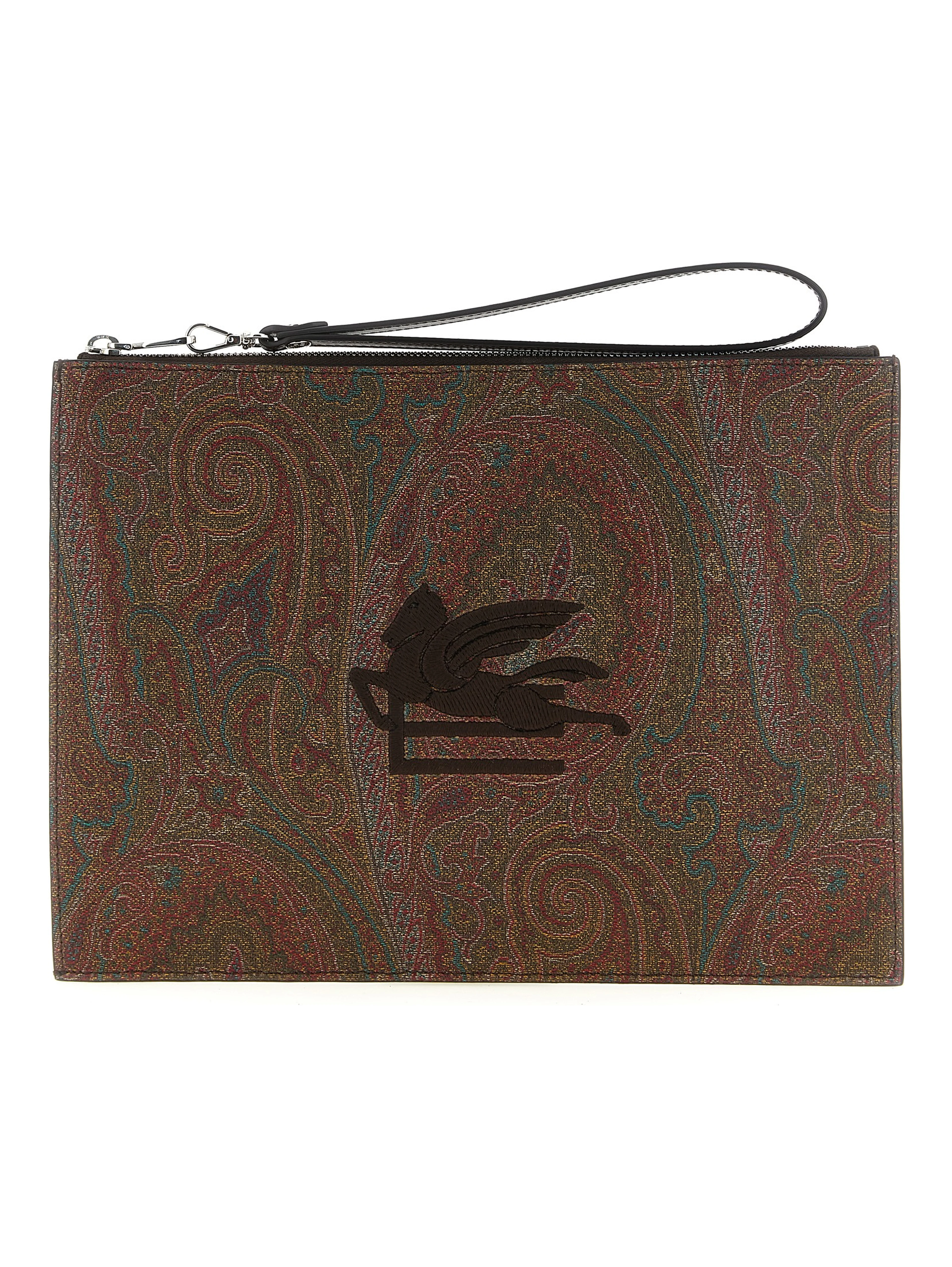 Brown Cotton Clutch Bag