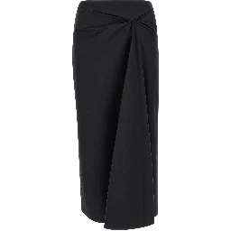 Black Cotton Midi Skirt
