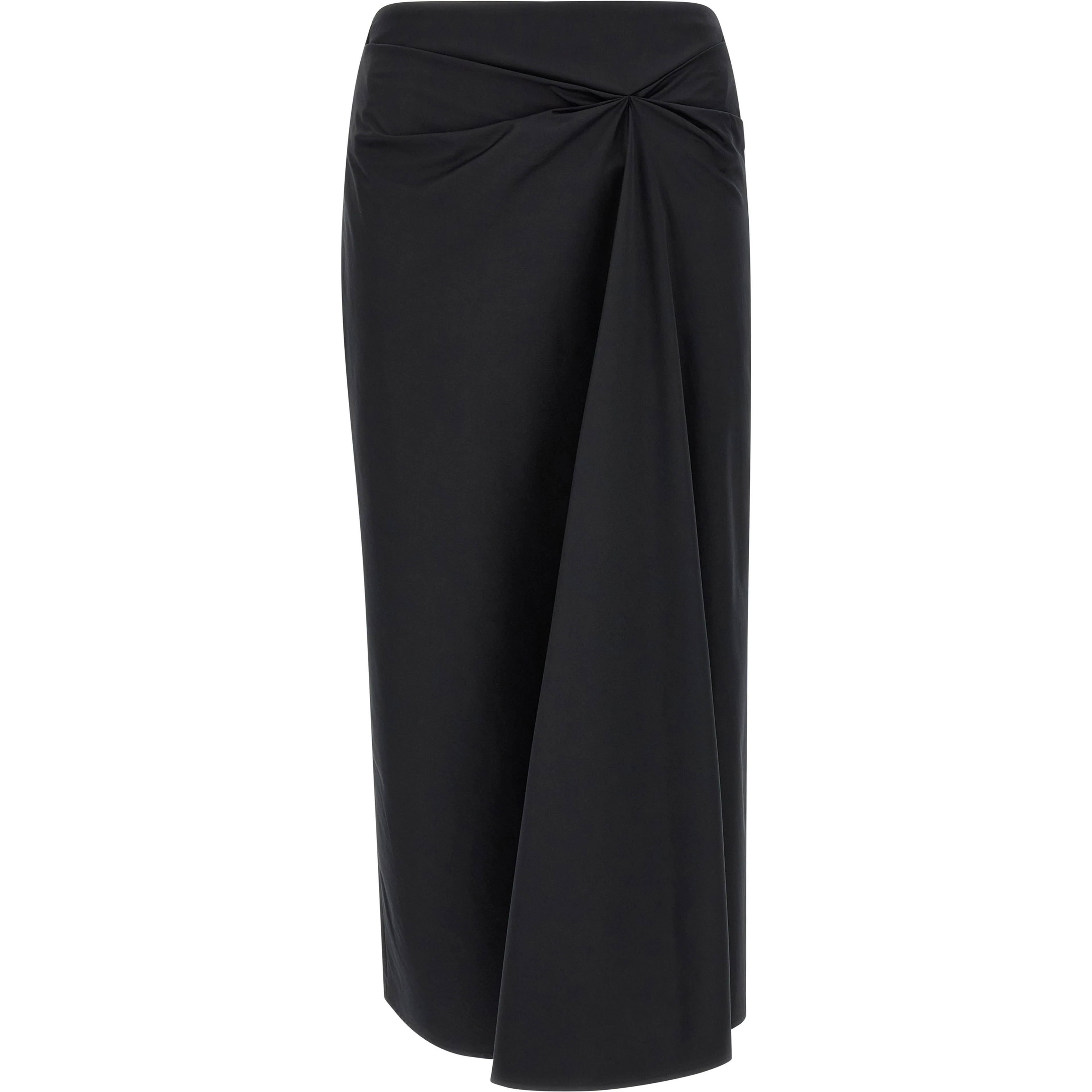 Black Cotton Midi Skirt