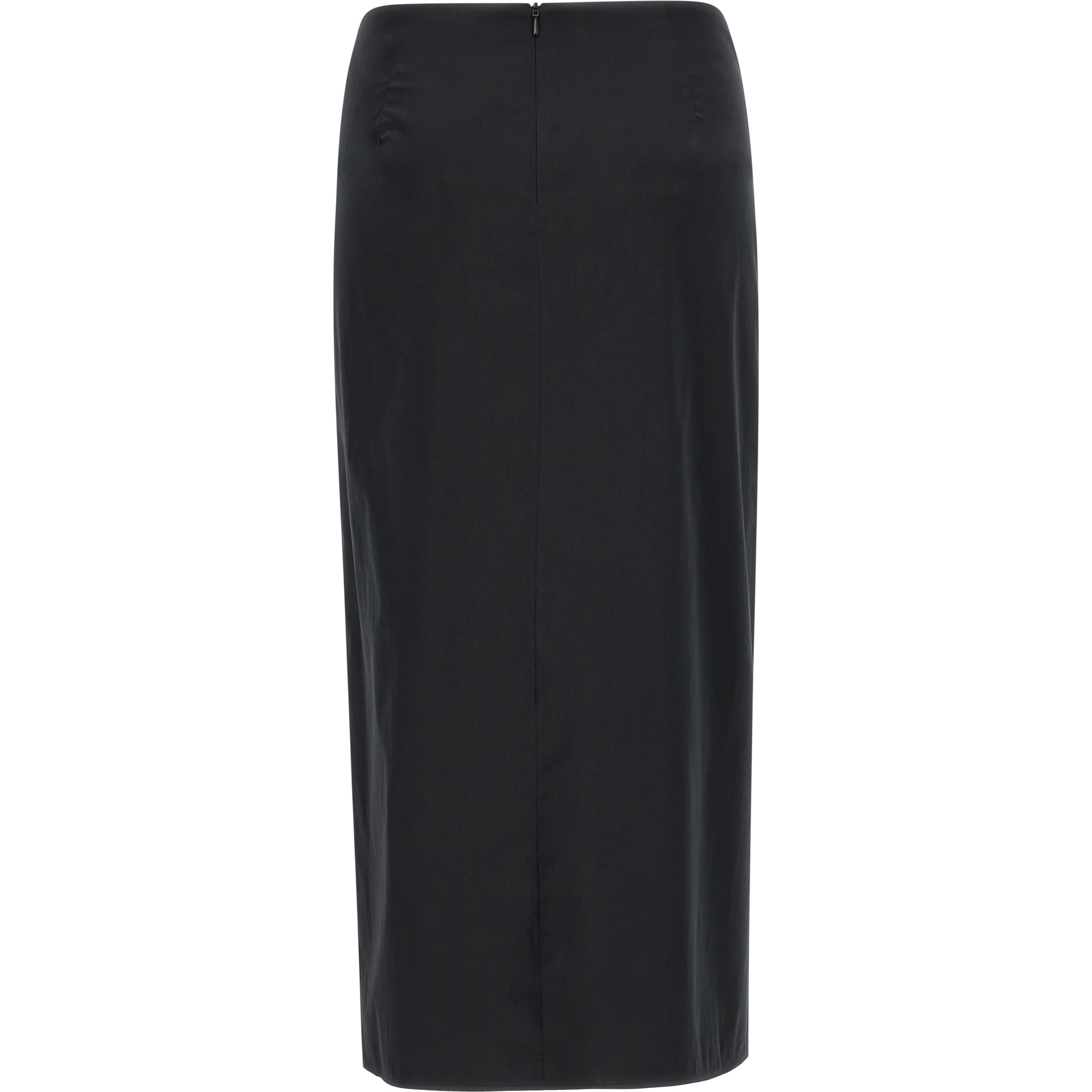 Black Cotton Midi Skirt