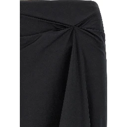 Black Cotton Midi Skirt