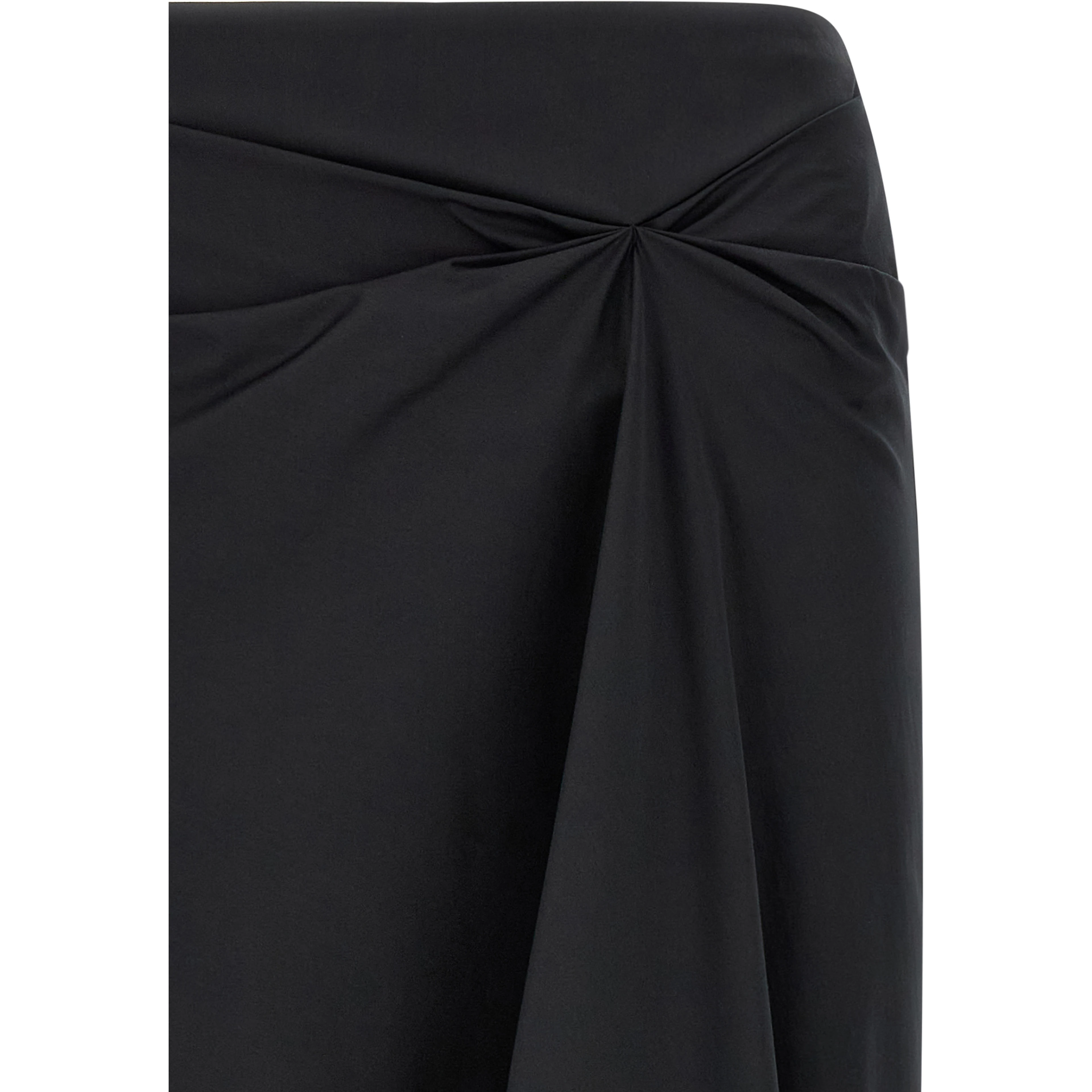 Black Cotton Midi Skirt