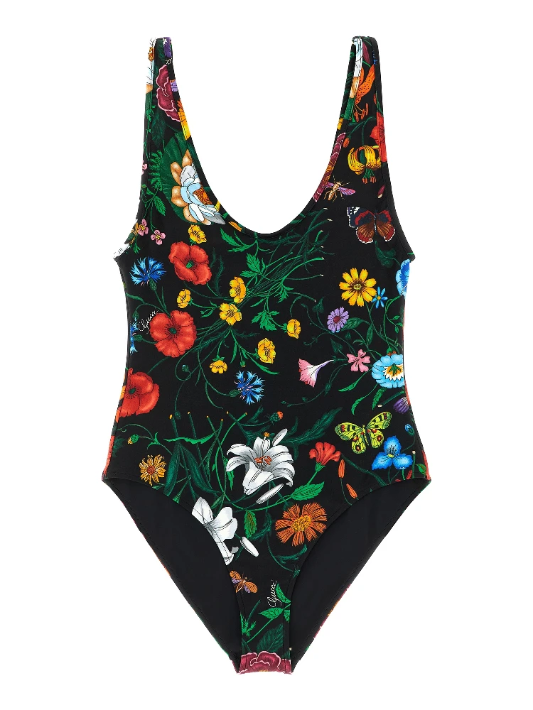 Black Polyamide One-Piece Swimsuit