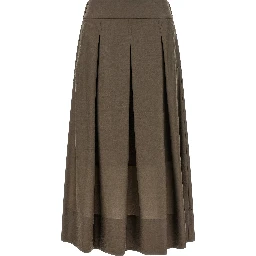 Brown Lycra Midi Skirt