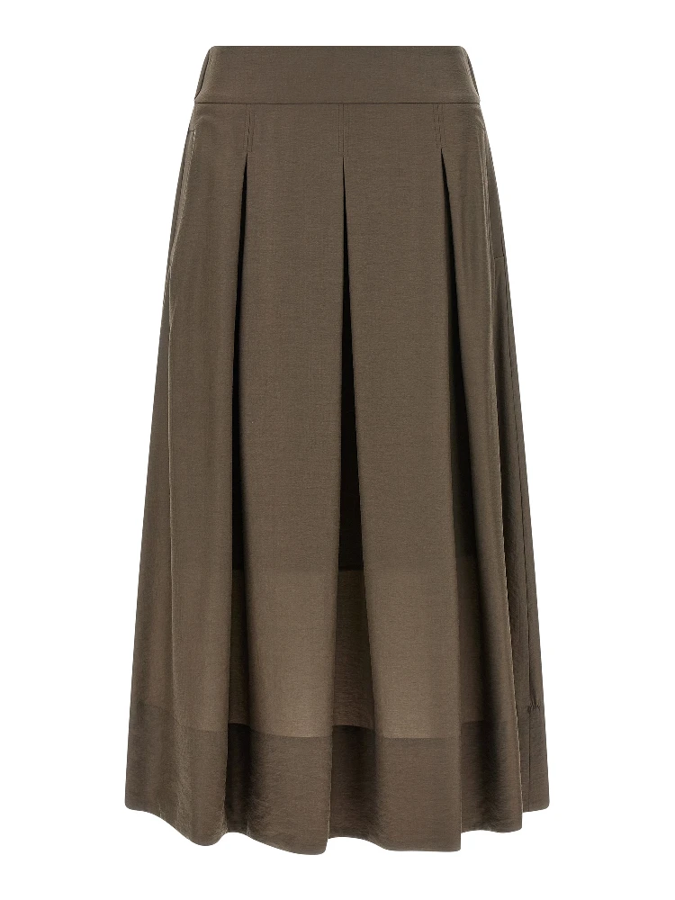 Brown Lycra Midi Skirt