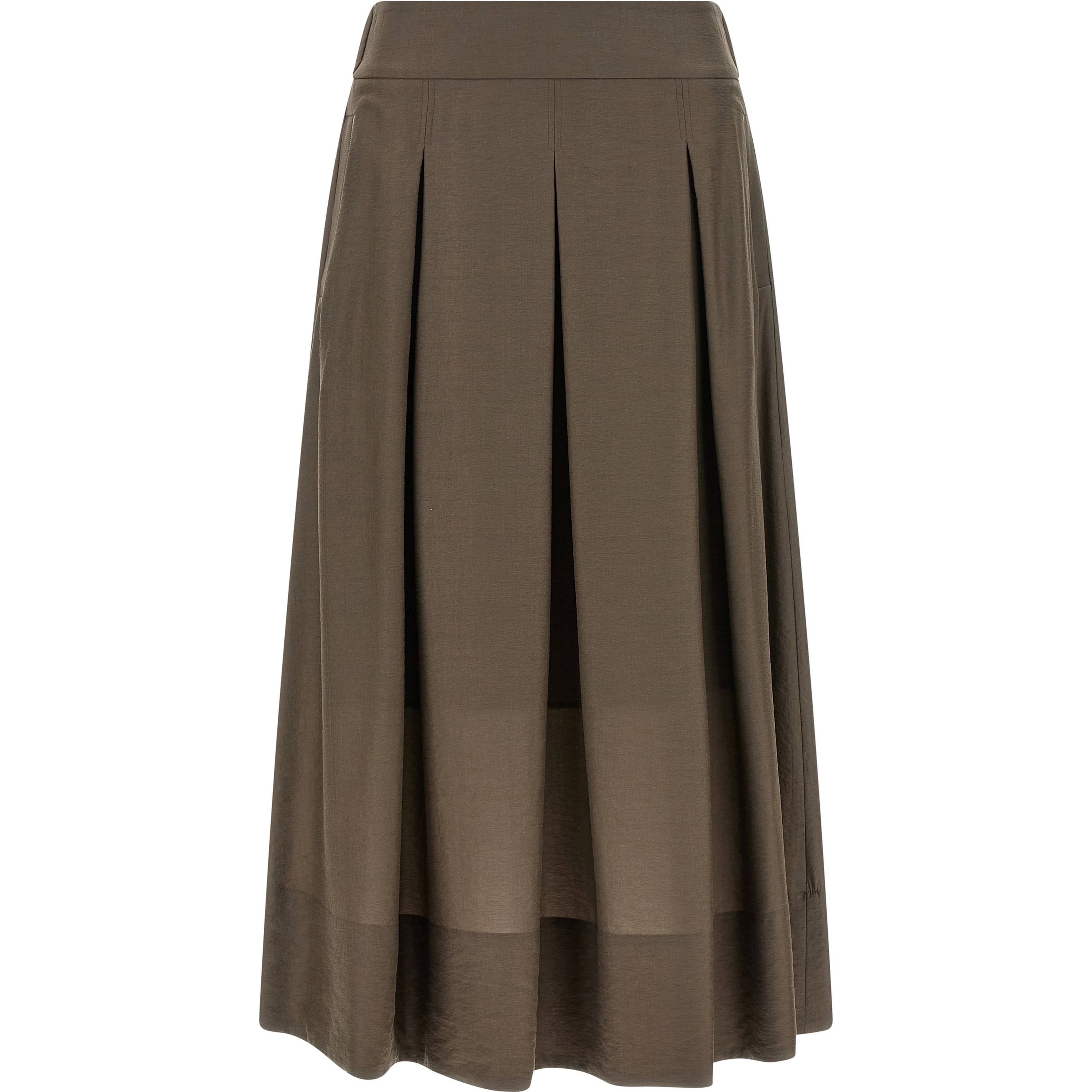 Brown Lycra Midi Skirt
