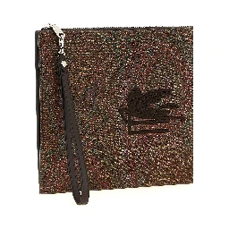 Brown Cotton Clutch Bag