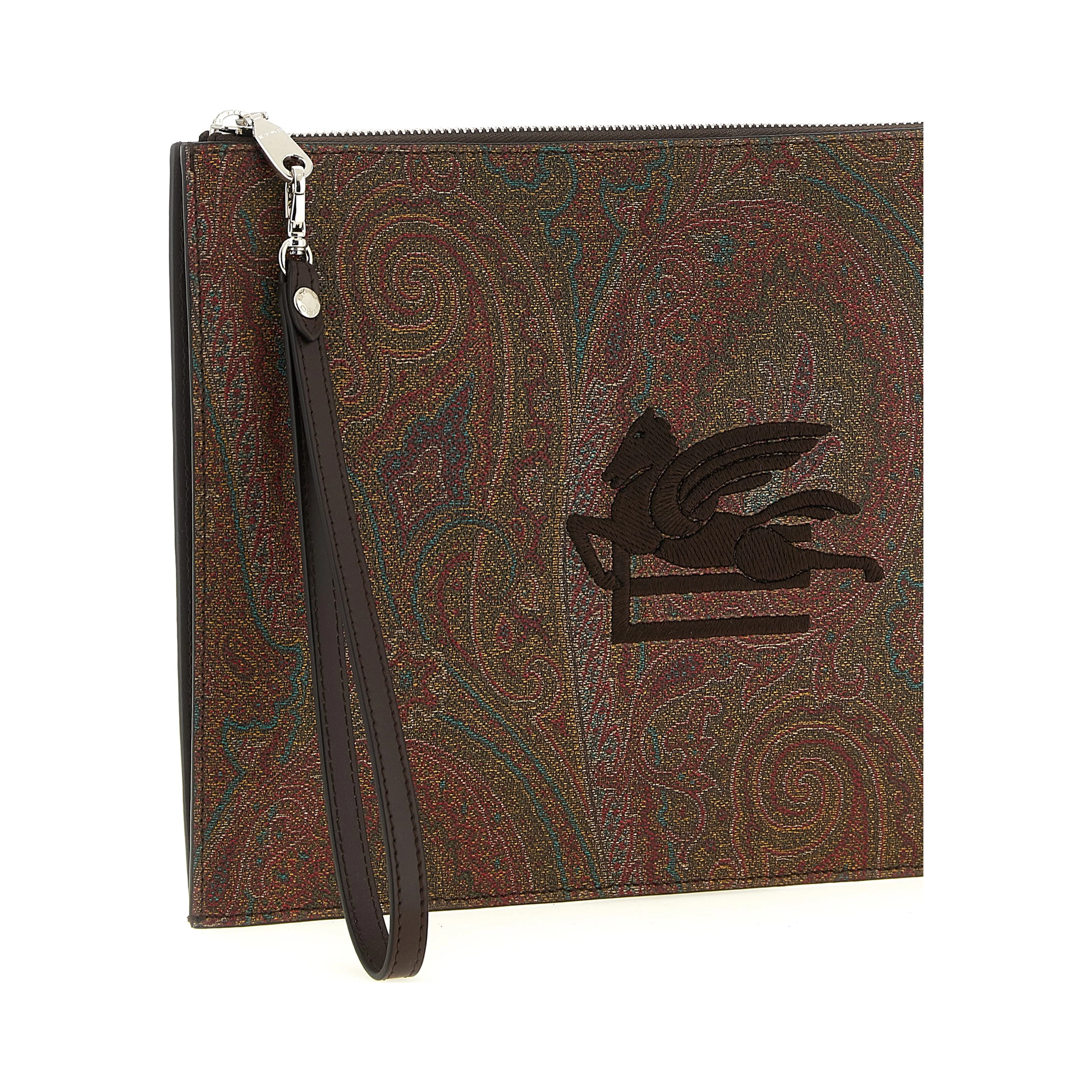Brown Cotton Clutch Bag