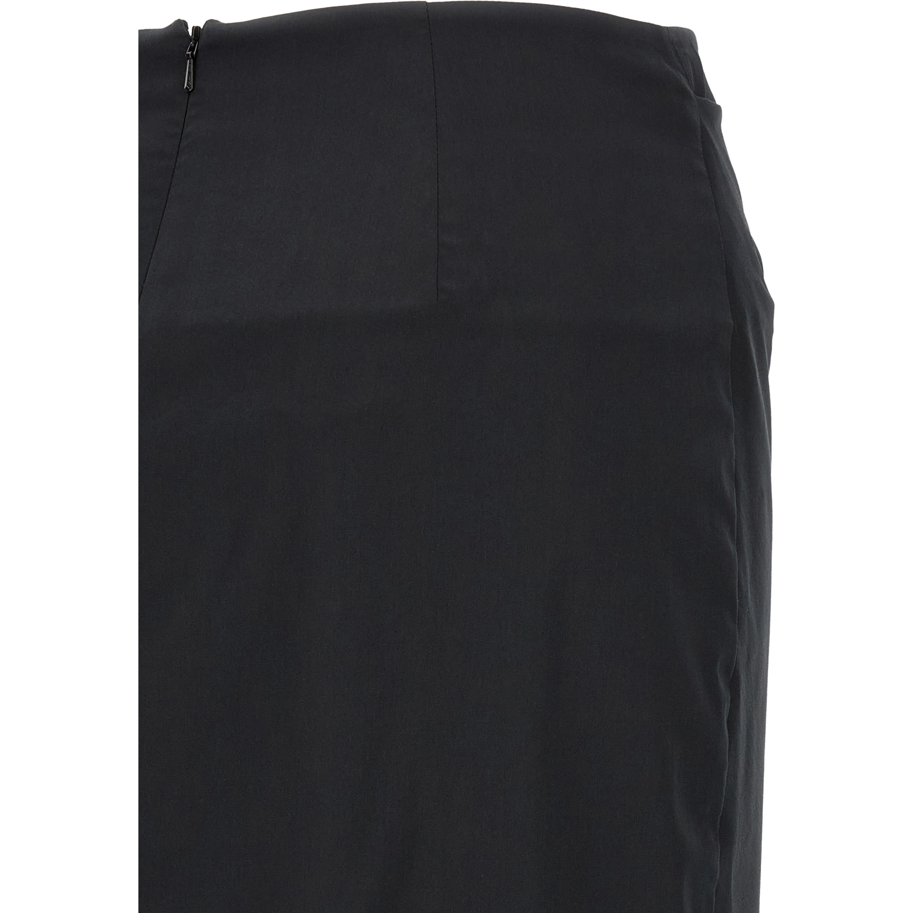 Black Cotton Midi Skirt