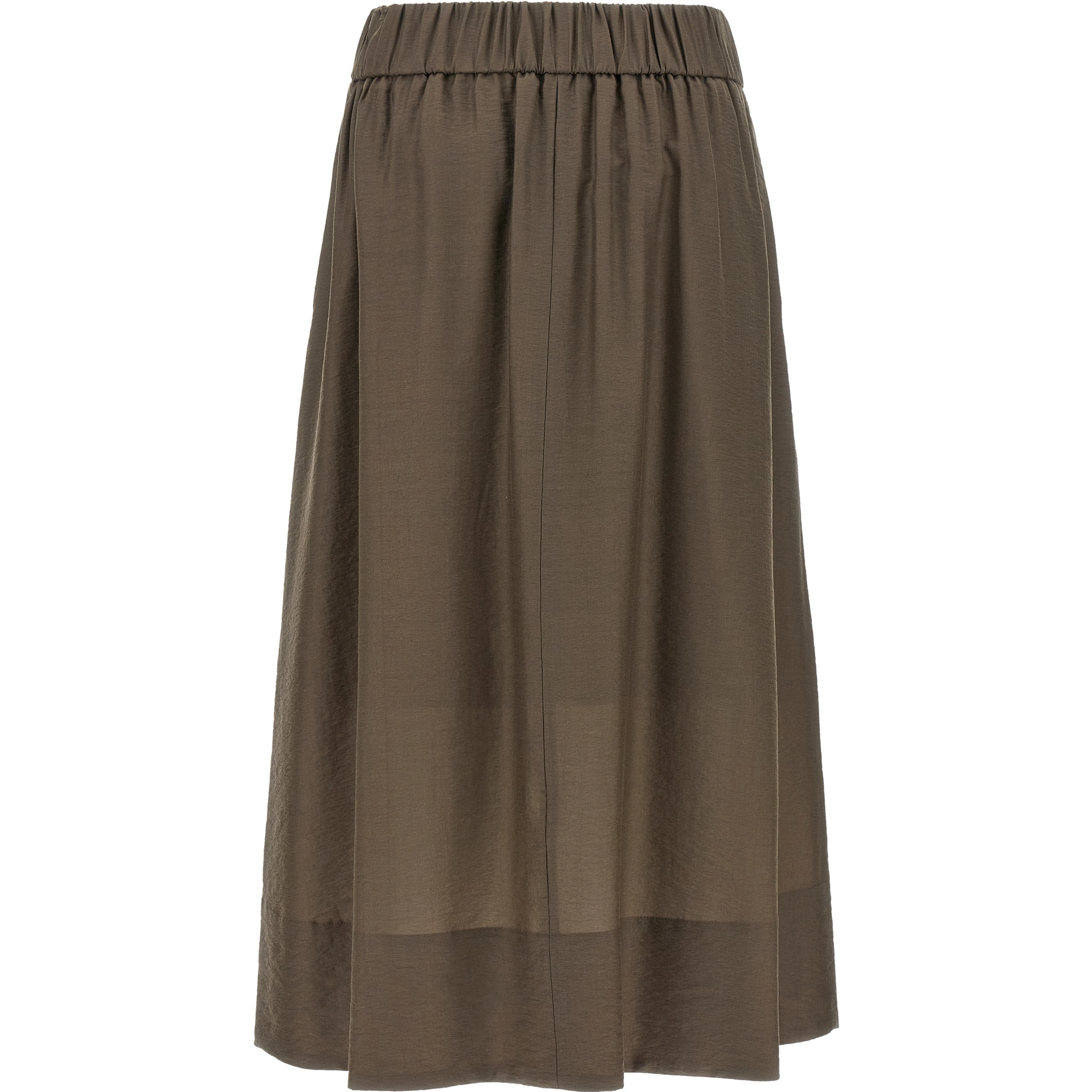 Brown Lycra Midi Skirt
